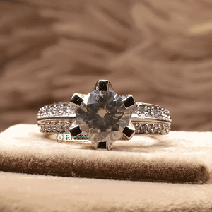 Round Cut Lab Grown Diamond Sterling <b>Silver</b> Prong Set <b>Solitaire</b> Engagement <b>Ring</b> for Women Cute RITZIN - Product Image 6