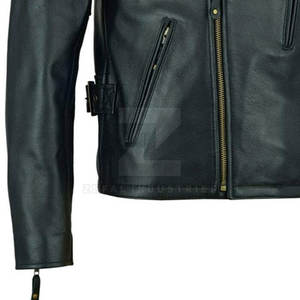 Meilleure vente Veste en cuir imperméable pour homme Coupe ajustée Hiver Col montant Logo avant Haute qualité - Product Image 5