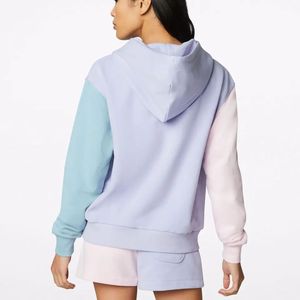 Sudadera con capucha y pantalones cortos de algodón de alta calidad, personalizados, transpirables, gruesos, blancos, con estampado en relieve, para mujer. - Product Image 2