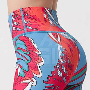 New Arrival Women's High Waist Solid Color Gym <b>Leggings</b> Lightweight Breathable Spandex/Polyester Full Length Tummy <b>Control</b> Pants - Product Image 5