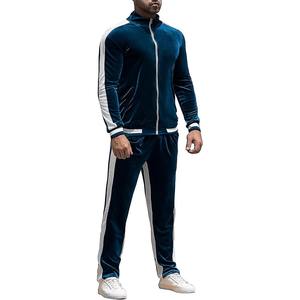 Conjunto de chándal de terciopelo de alta calidad premium, chaqueta y pantalones con cremallera completa de patrón sólido, transpirable para ropa informal de invierno - Product Image 5