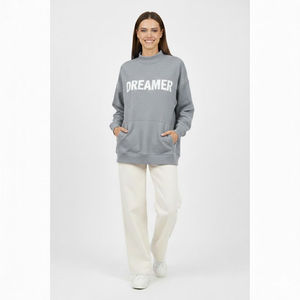 Sweat-shirt doux personnalisé pour femme, col montant, coupe oversize, style pull à col haut, service OEM - Product Image 2