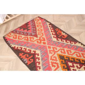 3x11 ft Turkish Rug, Vintage <b>Runner</b> Rug, <b>Red</b> Solid Wool Rug - Product Image 4