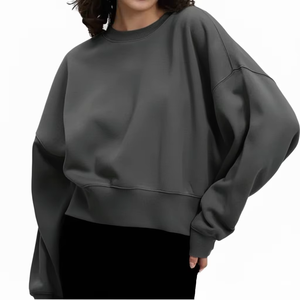 Sweat-shirt long oversize pour femme, automne-hiver, confortable, 100% coton polaire, décontracté, pour tous les jours - Product Image 4