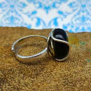 Design bohème bijoux fins élégant véritable Onyx noir forme ovale bague en pierre à la main 925 bagues en argent Sterling - Product Image 3