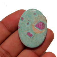 Pierre naturelle roulée en rubis fuchsite vert rose, gemmes plates ovales pour la paume de la main, cristal de guérison 25-30mm, excellente qualité, style art populaire