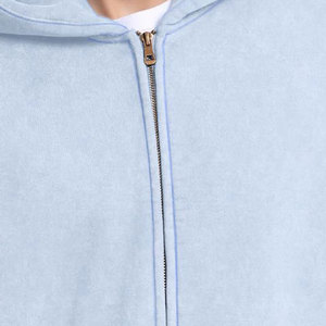 Sweats à capuche surdimensionnés d'hiver 100% coton mélangés personnalisés pour hommes Vintage lavé avec fermeture éclair sans ficelle Style lavé à l'acide - Product Image 3