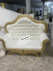 Lujoso conjunto de sofá de oro blanco para boda, muebles de escenario de boda elegantes, conjunto de sofá, precioso sofá King de boda con sillas de trono - Product Image 3