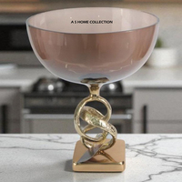 Bol décoratif pour la maison de style japonais moderne en aluminium plaqué or en métal verre pour table à manger article de cadeau gratuit