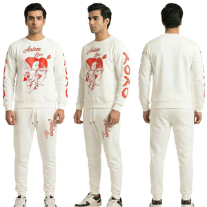 Ensemble de survêtement unisexe respirant à capuche graphique sweat imprimé pantalon de jogging décontracté deux pièces assorti pour l'hiver - Product Image 1