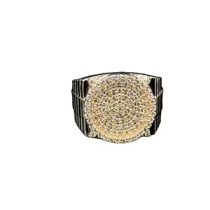 แหวนเพชรสีทองคำขาวสำหรับผู้ชาย14K แหวนรัศมีวงเพชรเปล่งประกายสำหรับผู้ชาย - Product Image 1