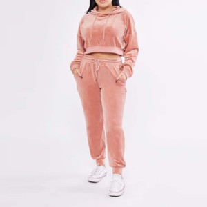 Conjunto Deportivo de Terciopelo de Algodón para Niñas, Invierno, Diseño Sólido, Top Corto Ajustado, Traje para Correr, Botones Personalizados, 2 Piezas, Alta Calidad - Product Image 5