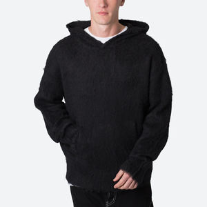 Trendy Fashion Custom LOGO OEM <b>Men</b> Mohair Sweater Jacquard Knitwear Mohair Hoodie Pullover Jumpers Winter Mohair Knitted Sweater - Product Image 5