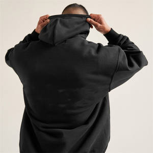 Sweat à capuche surdimensionné épais unisexe en éponge française 400 coton 500 coton lourd logo de broderie personnalisé 100% sweats à capuche en coton pour hommes 100% - Product Image 4