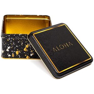 2.2L Terrazzo Black Slip Lid Storage Caja de metal 158x158x87mm Square 2.2L Capacidad - Product Image 1