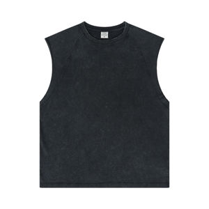 Chaleco sin Mangas Raglán Desgastado y Lavado de 275g, Primavera-Verano 2024, Estilo Retro Americano, Marca de Moda, Venta al Por Mayor - Product Image 3