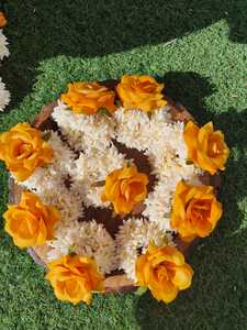 Haldi งานแต่งงานมะลิกุหลาบกาจาร์ราดอกไม้อุปกรณ์ผมและข้อมือสำหรับ Medi Sangeet คืนเฮนน่าเครื่องประดับสร้อยข้อมืองานแต่งงาน - Product Image 6