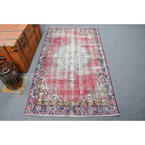 3.5x6.2 ft Turkish Rug, Rug, <b>Red</b> Camouflage Rug <b>Wool</b> - Product Image 1