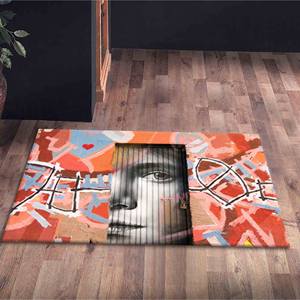 Alfombra Impresa - Alfombra con Diseño de Graffiti de Niña, Personalizada, Regalos Personalizados, Delgada, Fácil de Limpiar, Alfombra Delgada No Tejida - Product Image 5