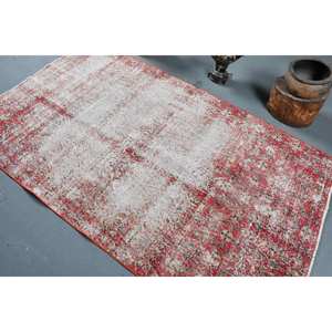 พรมขนสัตว์ตุรกีสีเบจสีแดงขนาด4.5x7.4ฟุตแนววินเทจคลาสสิกสี่เหลี่ยมผืนใหญ่งานเย็บปะติดพื้นผิวแบบแอบสแตรกต์ขนาด10มม. สำหรับโถงทางเดินห้อง - Product Image 4