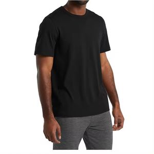 T-shirt en coton biologique 100% pour hommes Streetwear noir uni T-shirt pour hommes décontracté en tricot Type de lettre vente en gros - Product Image 5