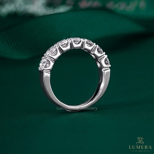 Anillo de Eternidad de Diamantes Creados en Laboratorio de Corte Redondo de Lujo de 1.27CT, Anillo de Boda Apilable con Puntas Compartidas para Mujer, Joyería Fina Elegante - Product Image 3