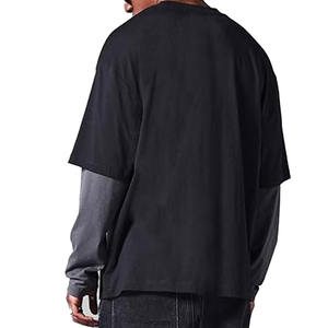 T-shirt à manches longues en tricot double couche pour homme de qualité supérieure, tendance, couleur personnalisée, coupe ample décontractée, 220 grammes - Product Image 2