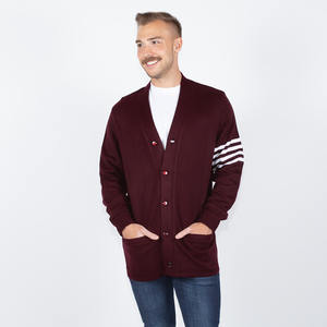 Unisexe personnalisé tricoté col en V Cardigan rayé boutons universités en gros décontracté hiver femmes pull avant Logo décoration - Product Image 6