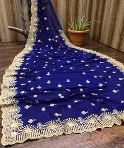 Nouveau sari en soie Vichitra brodé pour mariage, tenue indienne pour femmes, prix bas, vente en gros, vêtement de Surat - Product Image 5