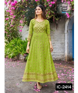 Conjunto de Kurti Largo con Pantalón y Dupatta para Mujer, Salwar Kameez de Diseñador Indio, Listo para Usar, Ropa Étnica Festiva, Kurtis de Rayón - Product Image 1