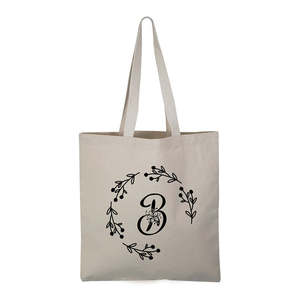 Sac fourre-tout en toile avec initiale 'B', sacs cadeaux personnalisés avec initiales - Product Image 1