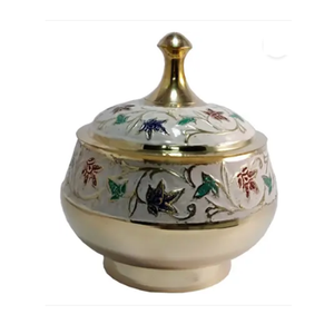 Ollas Khajoor Vintage de Latón Puro con Perlas y Grabado, Acabado Pulido para el Hogar y Restaurantes, Utensilios de Cocina, Olla para Dátiles Árabes - Product Image 3
