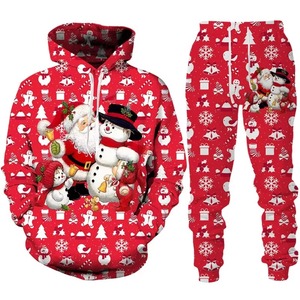 Trajes Deportivos de Invierno para Hombre, Ajustados, Gruesos, con Estampado DTG Personalizado de Alta Calidad OEM, de Poliéster/Algodón, Lavado Ácido Navideño - Product Image 2