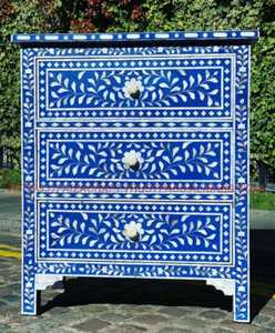 Table d'appoint en bois antique au design moderne avec incrustation d'os pour chambre à coucher, entrée d'hôtel, salon, bureau de supermarché - De chez From - Product Image 3