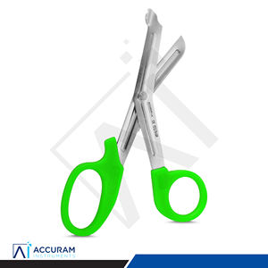 Tijeras para Trauma Médico, Tijeras para Vendajes, Verdes, 14.5 cm, Acero Inoxidable, Angulares, Sin Punta, para Emergencias, Cirugía, Hospital, Paramédicos, Enfermeras - Product Image 1