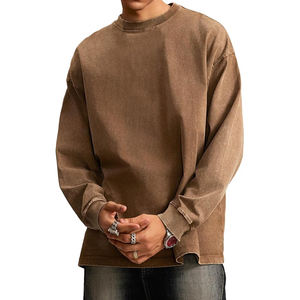 Sudadera Urbana para Hombre, Lavado Ácido, Algodón Grueso, Felpa, Holgada, Hombros Caídos, Informal, Cálida, OEM, Marca Privada - Product Image 1