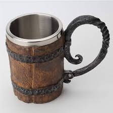 Mug en bois personnalisable, style médiéval, viking, ange, religieux, avec anse, écologique, artisanal, finition polie, pour café, bière, inspiré - Product Image 3