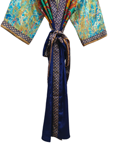 ชุดกิโมโนผ้าไหมส่าหรีลายดอกไม้แนววินเทจชุดคลุมส่าหรีชุดปาร์ตี้ชายหาดผ้านุ่มทำมือสไตล์อินเดีย - Product Image 6