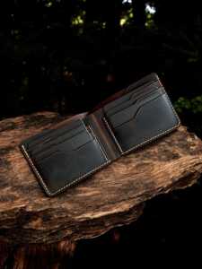 Elegant Handmade Genuine Leather Bi-Fold <b>Wallet</b> <b>Slim</b> RFID Blocking Purse with Custom Logo Open Short Foldable BFW-0125 - Product Image 5