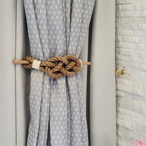 Jute Natural Rope..<b>Curtain</b> Tie Back..Nautical Decor..Carrick Bend Knot - Product Image 2