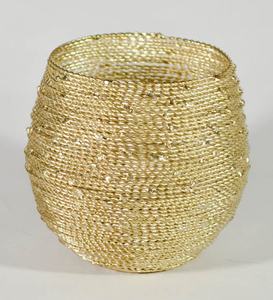 Ensemble de 2 bougeoirs votifs en fil métallique pour la maison et la décoration de Noël Vaisselle Pot à bougie rond fini or - Product Image 3