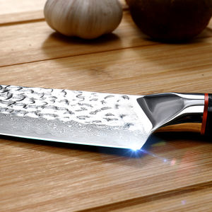 Venta al por mayor personalizado Damasco acero cocina cuchillo de corte con mango negro OEM ODM fábrica de cubiertos cuchillos de cocina baratos - Product Image 5