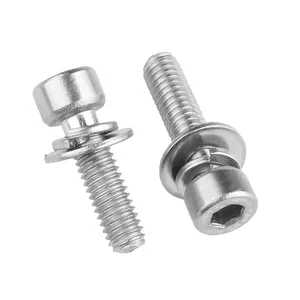 hexagon socket stainless steel spring flat washer machine screw bolt point combination fastener for machine