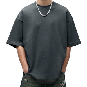 Camiseta Oversize para Hombre con Logo Personalizado, Algodón Pesado, Cuello Mock, Hombros Caídos, Estilo Boxy, Streetwear OEM - Product Image 1