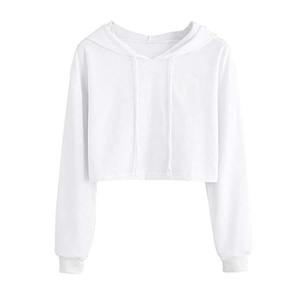 Sudadera con capucha de alta calidad para mujer, sudadera con cordón de bloque de Color, pulóver, Tops cortos, Sudadera con capucha - Product Image 3