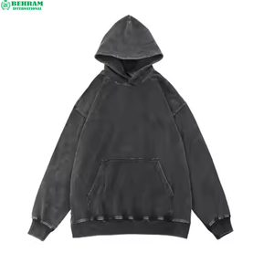 Sweat à capuche unisexe en molleton/éponge française de haute qualité, avec logo personnalisé, épaules tombantes, design vintage délavé à l'acide, séchage rapide - Product Image 1