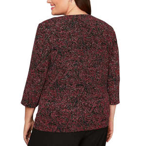 Completo coordinato rosso stampato traspirante da donna taglie forti 1X Alex Evenings - Product Image 2