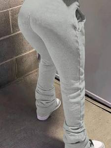 Pantalones de chándal de cintura media para mujer, pantalones apilados con bolsillo liso de gran tamaño con cordón, ropa de calle informal, pantalones deportivos, tela polar - Product Image 6