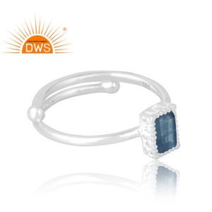 แหวนเงินแท้ 925 ประดับพลอยไคยาไนต์ธรรมชาติ งานแฮนด์เมด ขายดี เป็นของขวัญสำหรับผู้หญิง - Product Image 4