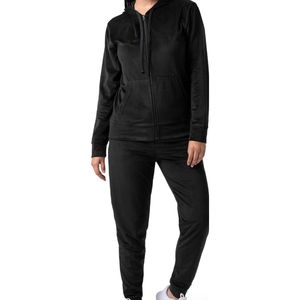 Ensemble de survêtement pour femme en polyester/coton à coupe ajustée avec logo personnalisé imprimé, sweats à capuche vintage et design délavé à l'acide - Product Image 1